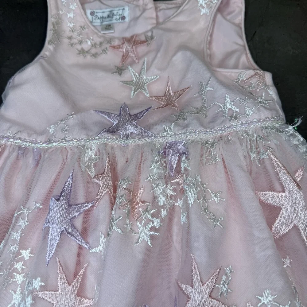 Pippa & Julie Sleeveless Tulle Star Embroidered Kids Dress Sz 24M